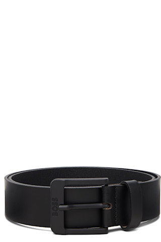 BOSS: ブラック ロゴバックル レザーベルト | SSENSE 日本