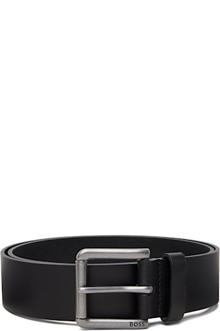 BOSS: ブラック ローラーバックル レザーベルト | SSENSE 日本