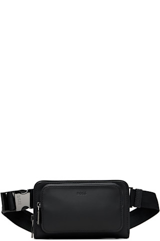 BOSS: ブラック レザー ファニーパック | SSENSE 日本