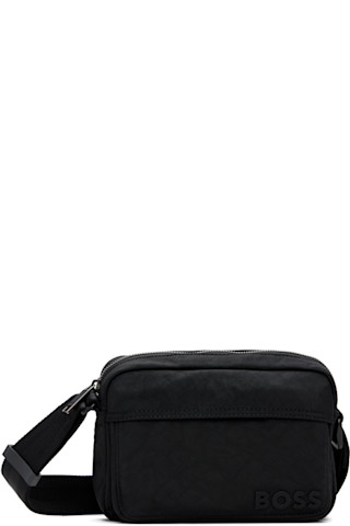 BOSS: ブラック キャンバス ショルダーバッグ | SSENSE 日本