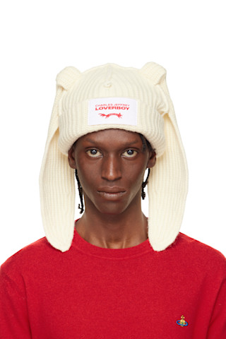 Charles Jeffrey LOVERBOY: オフホワイト Chunky Rabbit ビーニー