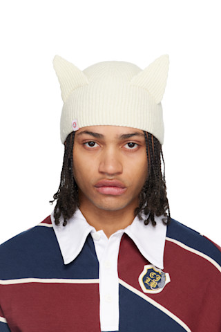Charles Jeffrey LOVERBOYのオフホワイト Ears リブ ビーニーがセール中