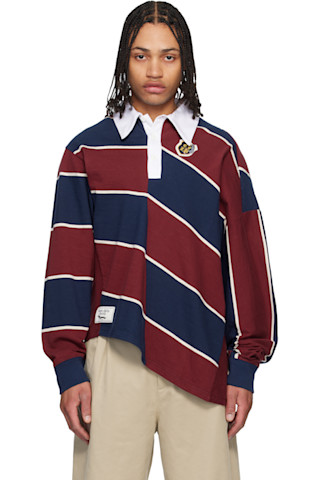 l*l様 CHARLESJEFFREYLOVERBOYChunkyRabbitB Charles Jeffrey LOVERBOY: Blue & Red Warped Polo | SSENSE
