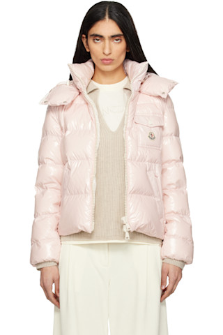 Moncler: ピンク Andro フード ショート ダウンジャケット | SSENSE 日本