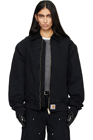 Carhartt Work In Progress: Black OG Santa Fe Jacket | SSENSE