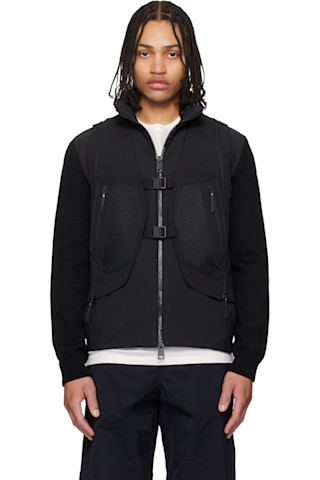 Moncler: Black 'Matt Black' Spica 2-in-1 Vest | SSENSE