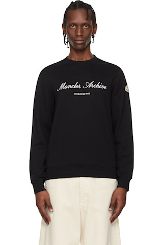 Moncler: ブラック コットンブレンド ロゴ スウェットシャツ | SSENSE 日本