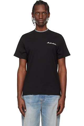 Moncler: ブラック ロゴ刺繍 コットン Tシャツ | SSENSE 日本