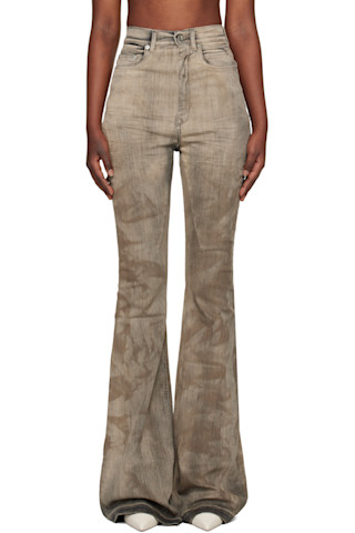 Gray Temple Bolan Bootcut Jeans by Rick Owens DRKSHDW on Sale
