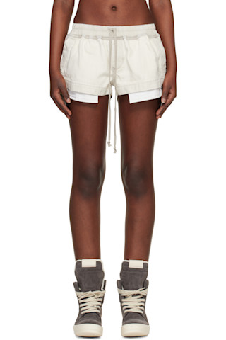 Rick Owens DRKSHDW: Off-White Temple Fog Boxer Denim Shorts | SSENSE