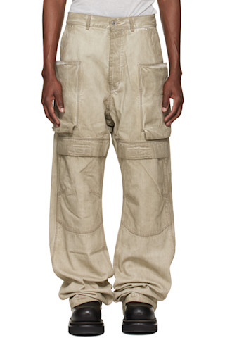 Beige Temple Stefan Denim Cargo Pants by Rick Owens DRKSHDW on Sale