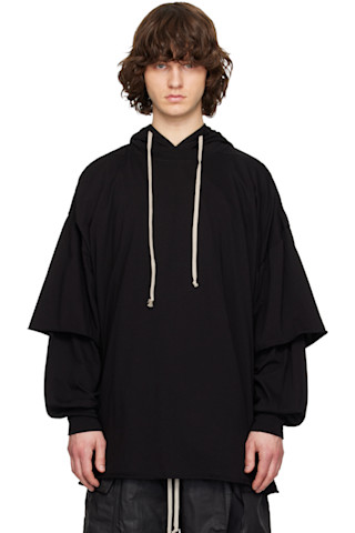 Rick Owens DRKSHDW: Black Temple Tommy Hustler Hoodie | SSENSE