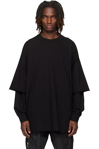 トップス Rick Owens drkshdw hustler tee Rick Owens DRKSHDW: ブラック Temple Tommy Hustler スウェットシャツ