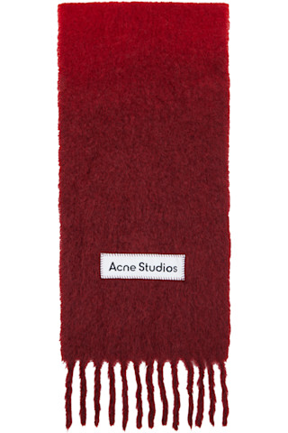 Acne Studios: レッド Wool Fringe マフラー | SSENSE 日本
