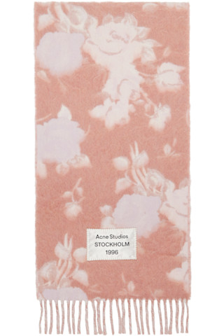 Acne Studios ピンク マフラー ウール フリンジ付き ACNE STUDIOS｜ フリンジウールスカーフ スキニー (Acne Studios