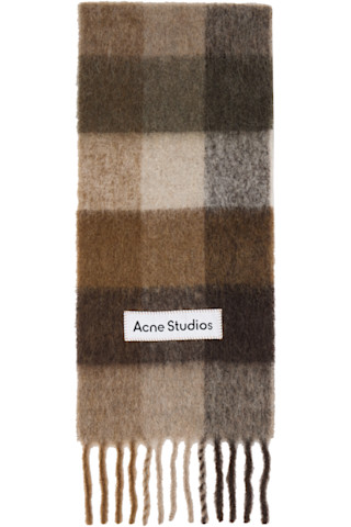 Acne Studios - Écharpe brune en mohair à carreaux