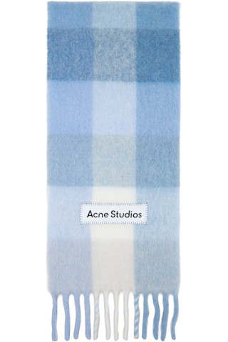 Acne Studios: ブルー Mohair Checked マフラー | SSENSE 日本