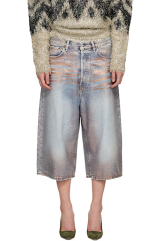 Acne Studios: ブルー Glitter Dawn デニムショートパンツ | SSENSE 日本
