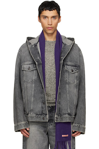 Acne Studios グレー ジャケット Acne Studios: グレー フード付き デニムジャケット | SSENSE 日本