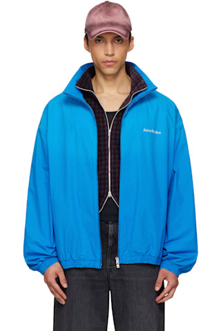 Acne Studios: ブルー ロゴ ジッパー ジャケット | SSENSE 日本