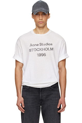 Acne Studios: オフホワイト ロゴ Tシャツ | SSENSE 日本