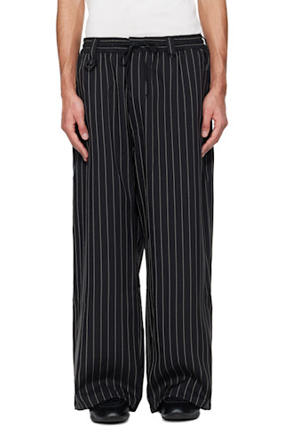 Black Sport Uniform Pinstripe Track Pants by Y-3 on Sale