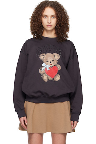 GANNI: グレー Bear スウェットシャツ | SSENSE 日本