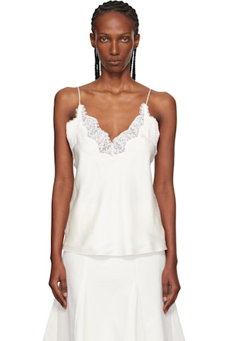 Róhe: Off-White Lace Silk Camisole | SSENSE Canada