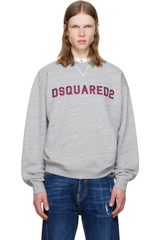 DSQUARED2 グレー トレーナー M Gray D2 College Short & Wide Crewneck Sweatshirt by Dsquared2 on Sale