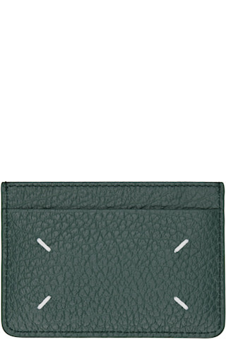 Maison Margiela: Green Four Stitches Card Holder | SSENSE