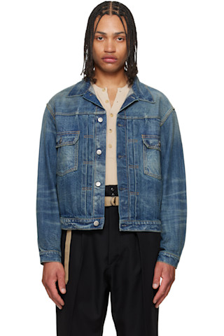 Maison Margiela: Blue 'Sportsjacket' Denim Jacket | SSENSE Canada