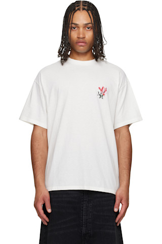 Off-White Floral Logo T-shirt by Maison Margiela on Sale