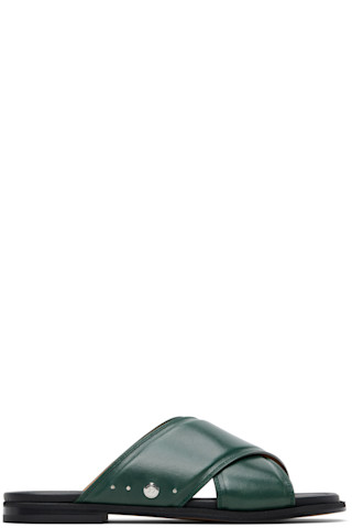 Maison Margiela: Green Tabi Numbers Crossed Sandals | SSENSE Maison Margiela: Green Tabi Numbers Crossed Sandals | SSENSE