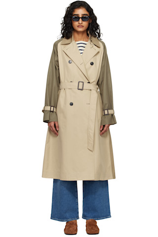 Weekend Max Mara: ベージュ＆グリーン Canasta トレンチコート