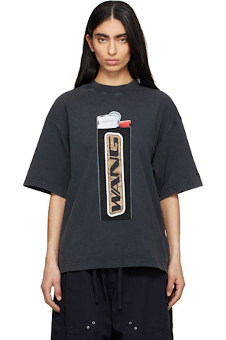 Alexander Wang: Black Oversized Graphic T-shirt | SSENSE