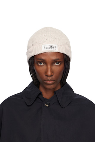 Pink & Gray Amended Optical Ribs Beanie by MM6 Maison Margiela on Sale