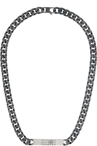 Minimal Logo Id Tag Curb Necklace by MM6 Maison Margiela on Sale