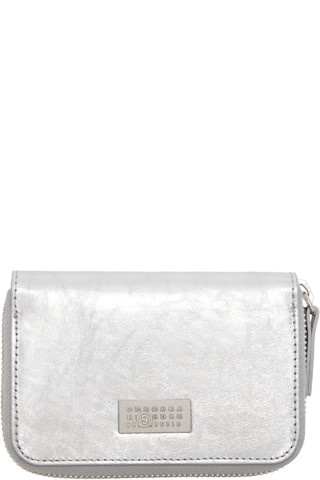 専用/シルバー/グリッター/MM6MaisonMalgela/財布/マルチケース MM6 Maison Margiela: Silver Numeric Leather Zip Wallet | SSENSE