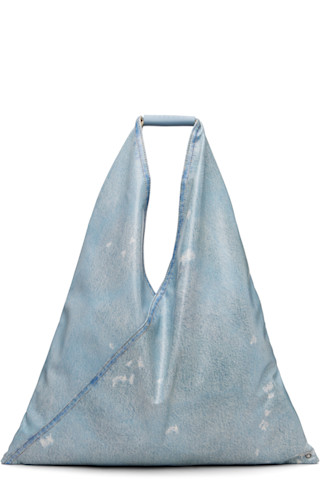 MM6 Maison Margiela: Blue Classic Triangle Tote | SSENSE Canada