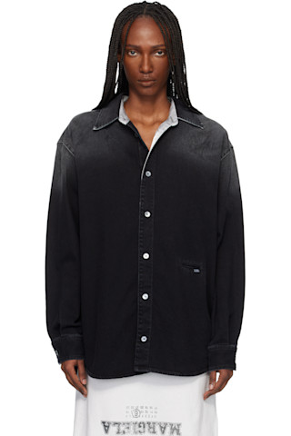 MM6 Maison Margiela: Black Long-Sleeved Denim Shirt | SSENSE