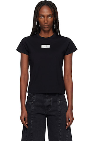 MM6 Maison Margiela: Black Numeric Cotton T-shirt | SSENSE
