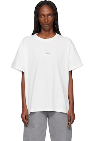 MM6 Maison Margiela: オフホワイト Numeric コットン Tシャツ