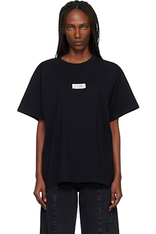 MM6 Maison Margiela: Black Numeric Cotton T-shirt | SSENSE