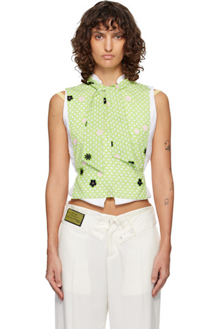 MM6 Maison Margiela: Green Stole Top | SSENSE