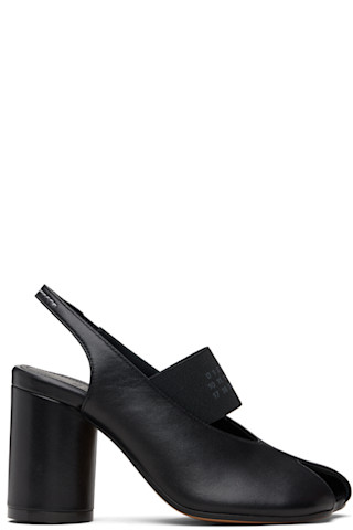 MM6 Maison Margielaのブラック Anatomic Numeric スリングバック
