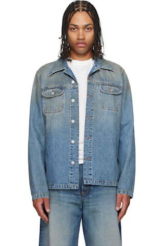 MM6 Maison Margiela: ブルー デニム トラッカージャケット | SSENSE 日本