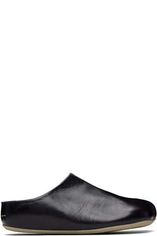 Black Factory Sabot Loafers by MM6 Maison Margiela on Sale
