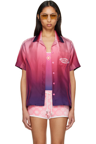 Casablanca: Pink Gradient Short Sleeve Silk Shirt | SSENSE