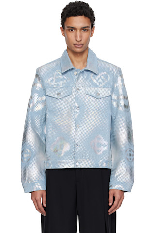Casablancaのブルー Pearlescent Monogram デニムジャケットがセール中