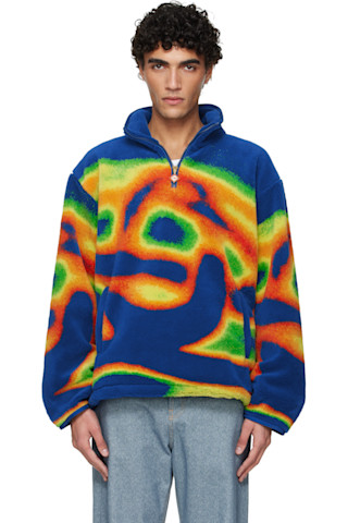 Blue 1/4 Zip Fleece Jacket by Casablanca on Sale
